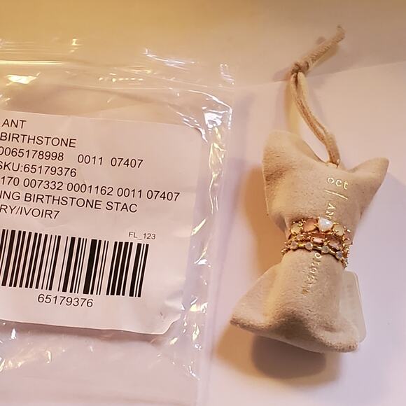 Anthropologie October Birthstone Stacked Rings Set October Size 7 New W/ tags - Picture 2 of 8